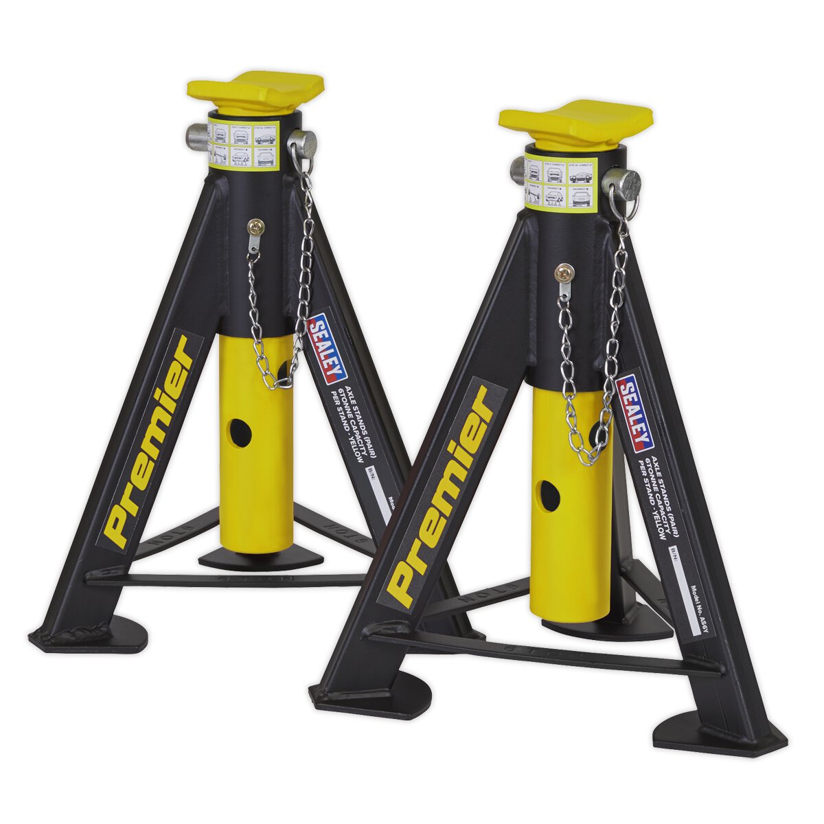 Axle Stands (Pair) 6tonne Capacity per Stand - Yellow