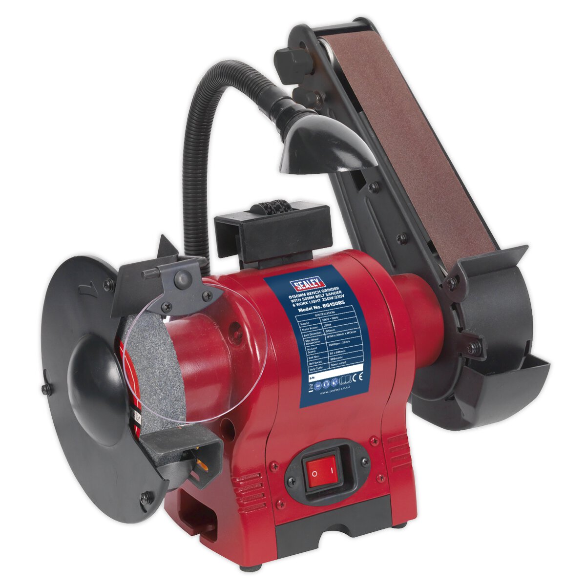 Bench Grinder Ø150mm with 50mm Belt Sander & Work Light 250W/230V