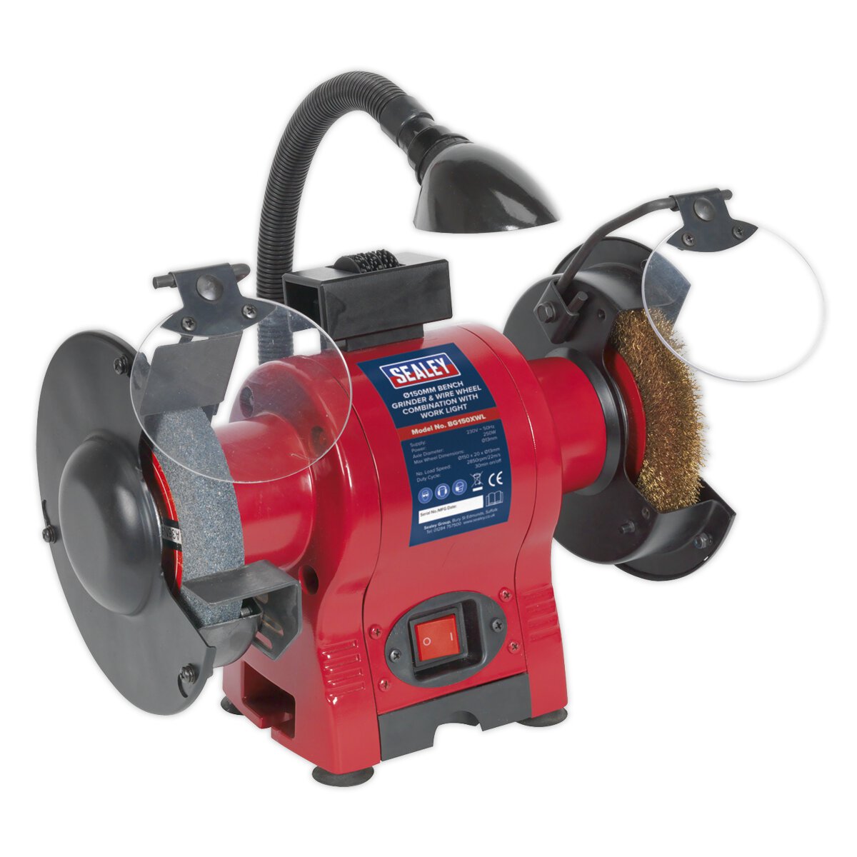 Bench Grinder Ø150mm & Wire Wheel Combination with Work Light 250W/230V