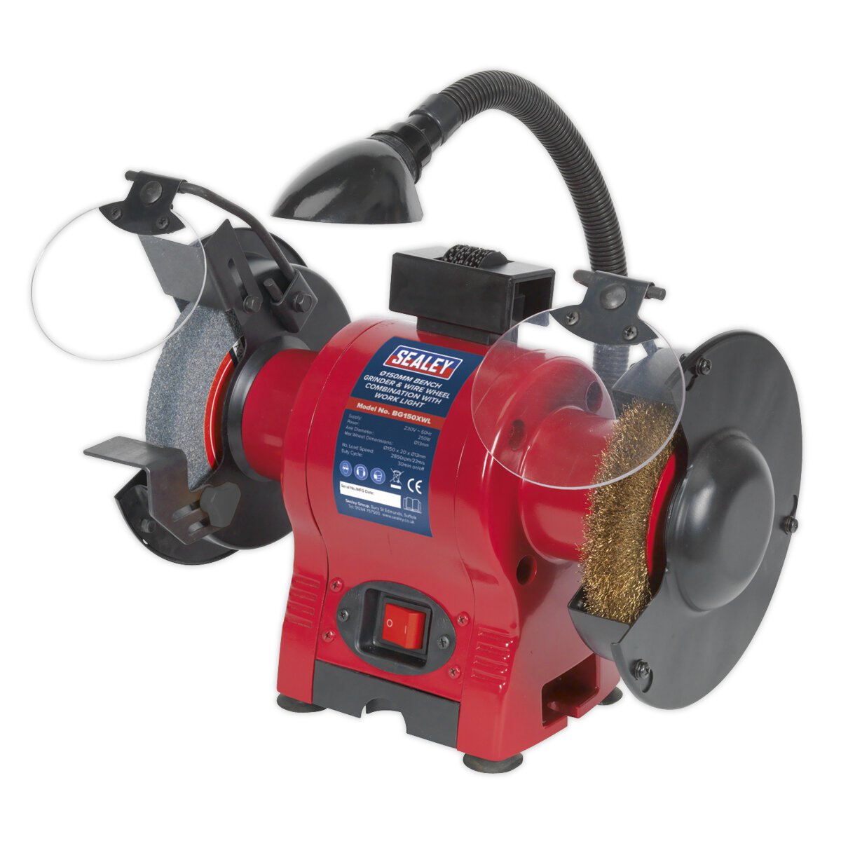 Bench Grinder Ø150mm & Wire Wheel Combination with Work Light 250W/230V