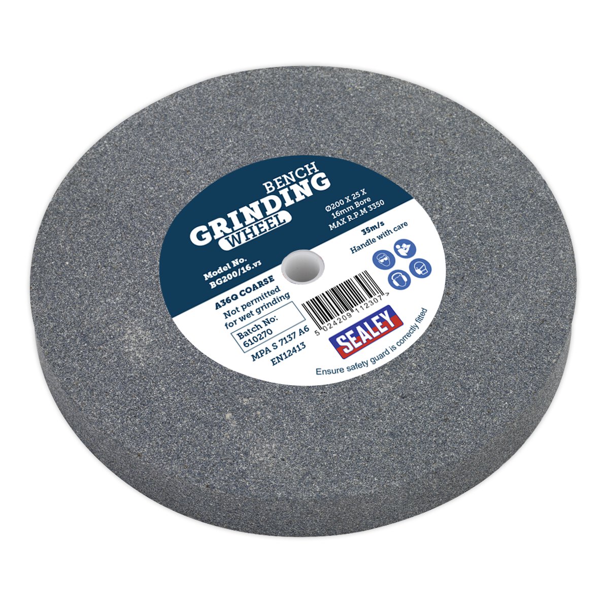 Grinding Stone Ø200 x 25mm Ø16mm Bore A36Q Coarse