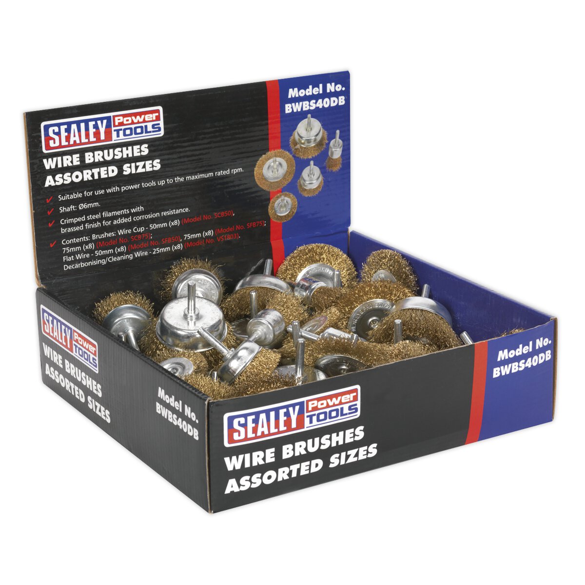 Wire Brushes Assorted Sizes Display Box of 40
