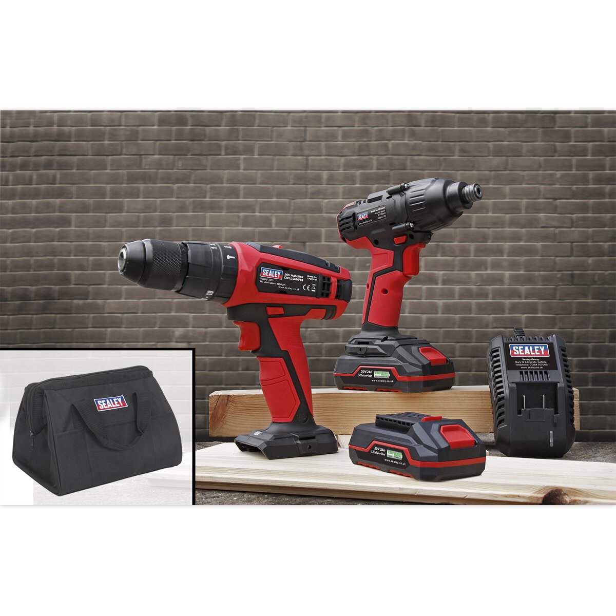20V Cordless Ø13mm Hammer Drill/1/4"Hex Drive Impact Driver Combo Kit