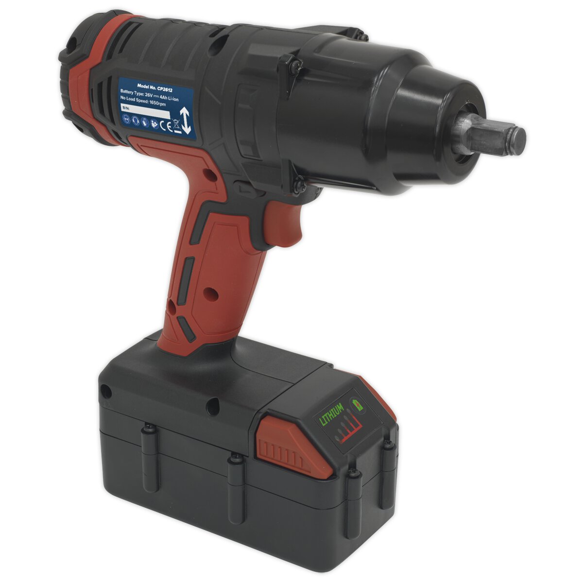 Cordless Impact Wrench 26V Lithium-ion 1/2"Sq Drive 680Nm
