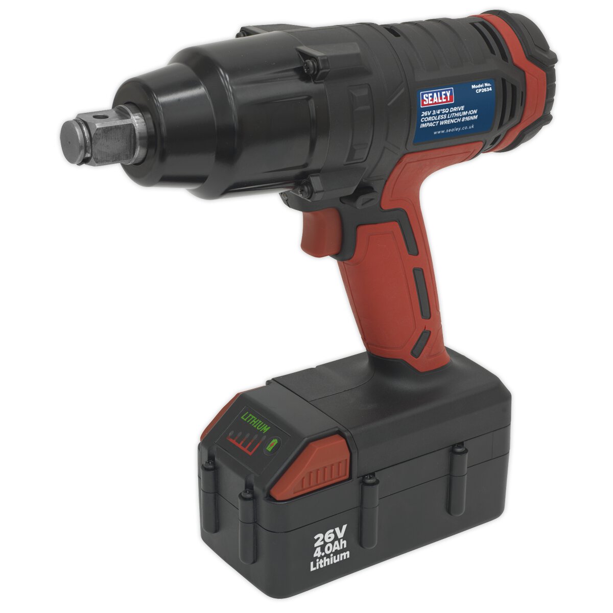 Cordless Impact Wrench 26V Lithium-ion 3/4"Sq Drive 816Nm