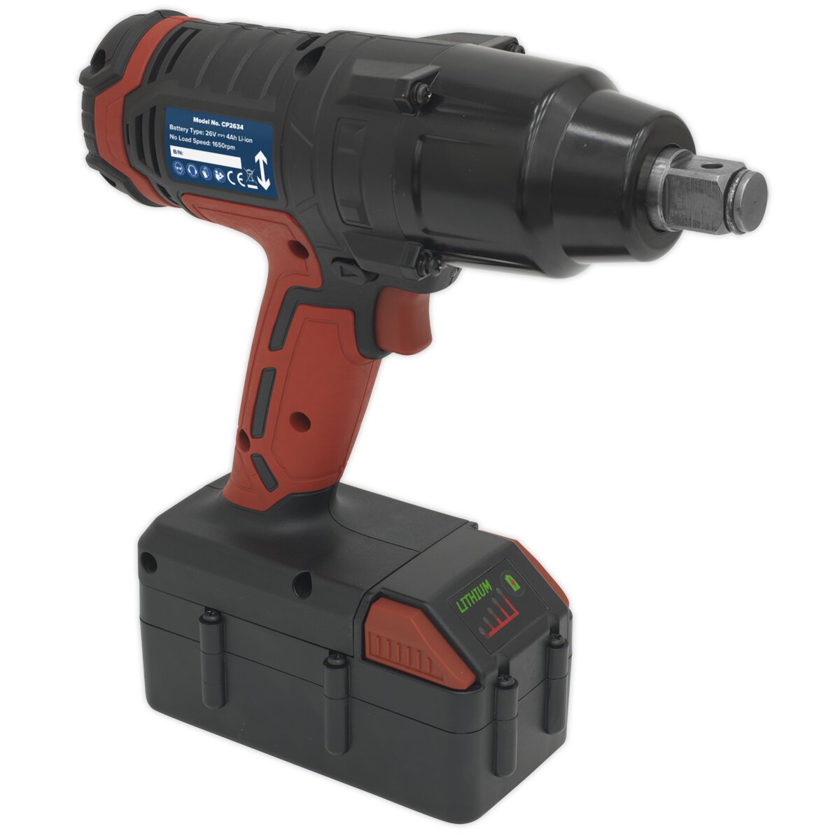 Cordless Impact Wrench 26V Lithium-ion 3/4"Sq Drive 816Nm