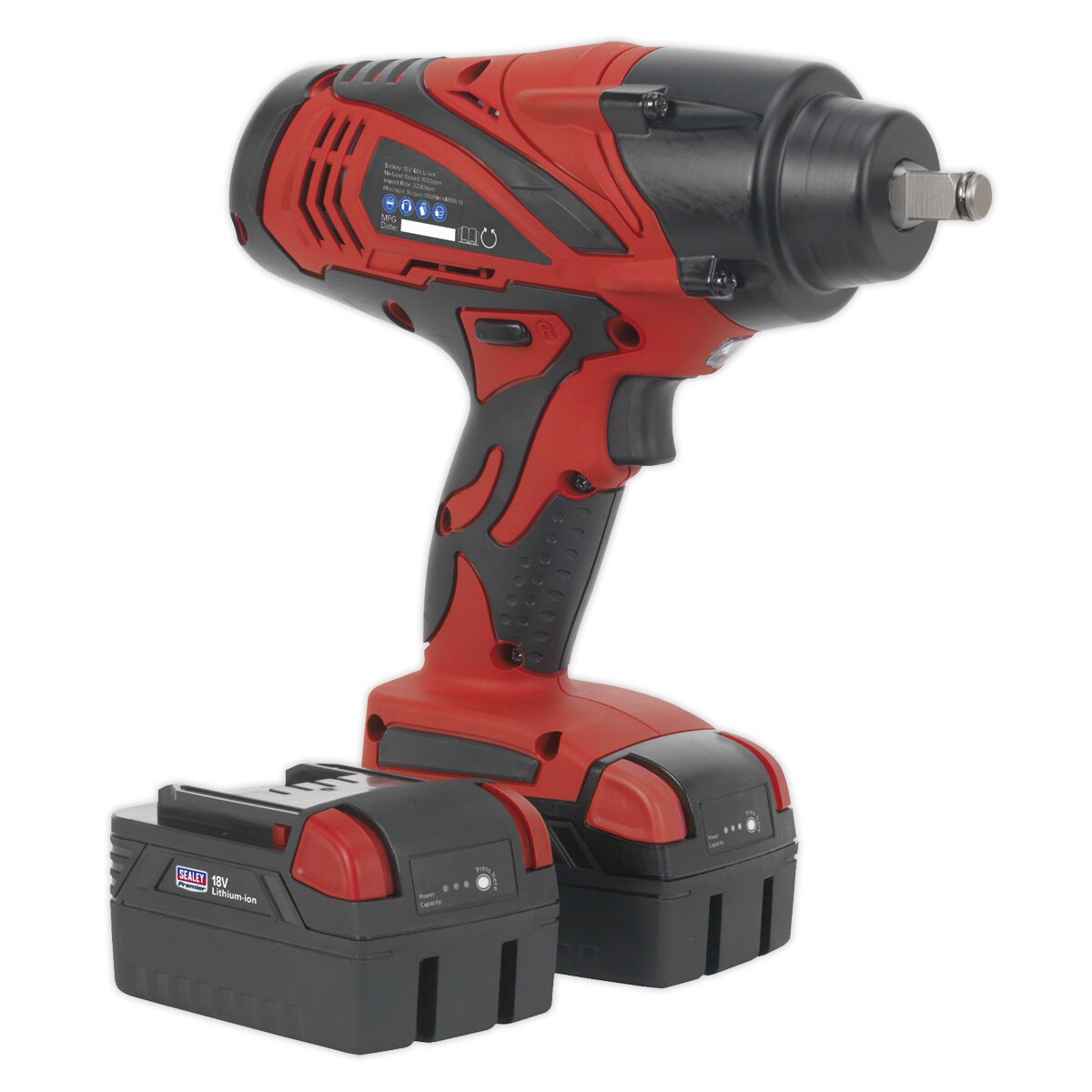 Cordless Impact Wrench 1/2"Sq Drive 650Nm 18V 4Ah Lithium-ion - 2 Batteries