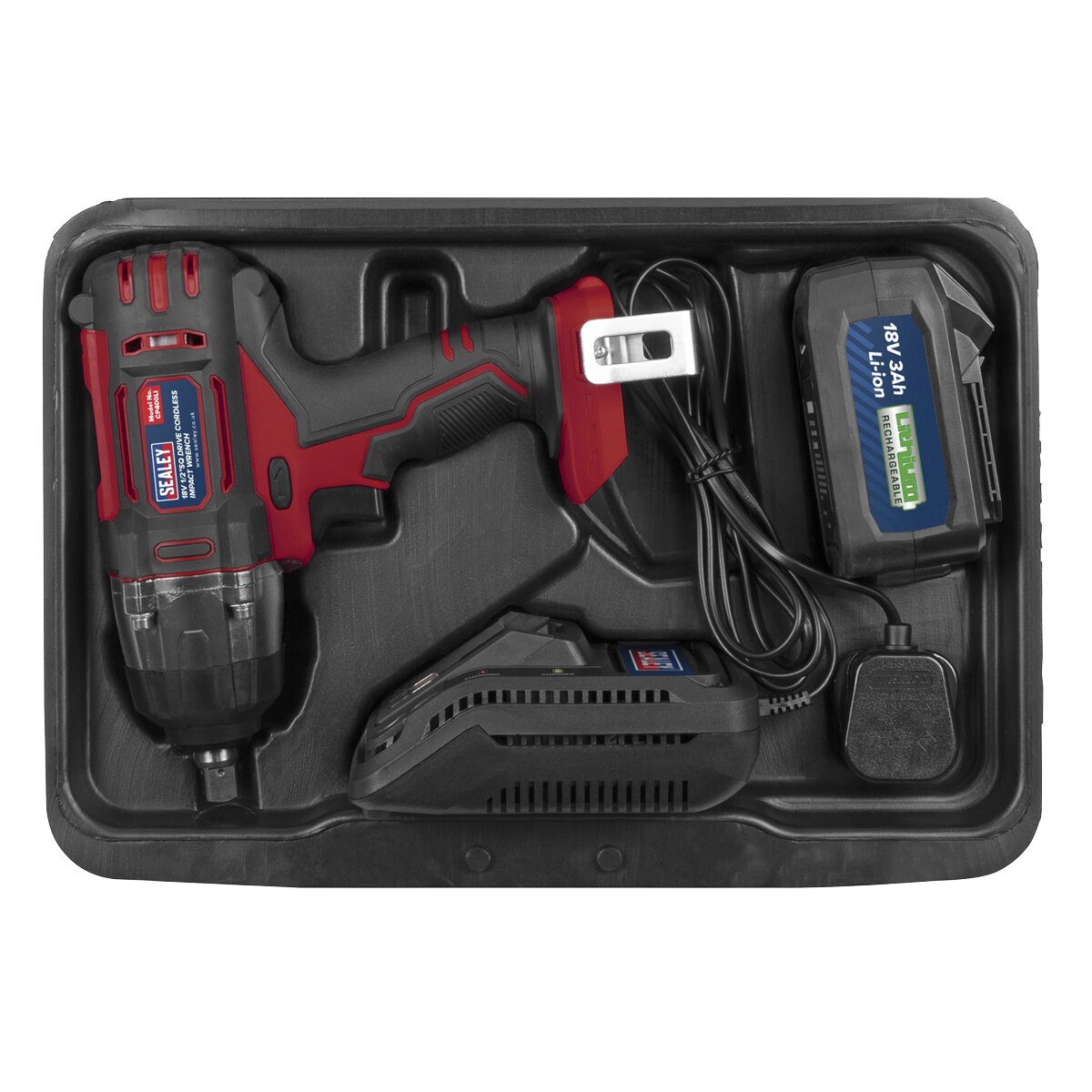Cordless Impact Wrench 18V 3Ah Li-ion 1/2"Sq Drive