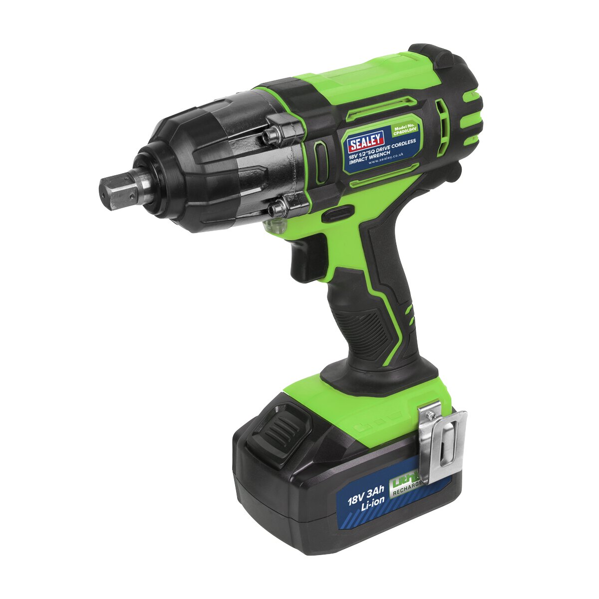 Cordless Impact Wrench 18V 3Ah Li-ion 1/2"Sq Drive Hi-Vis