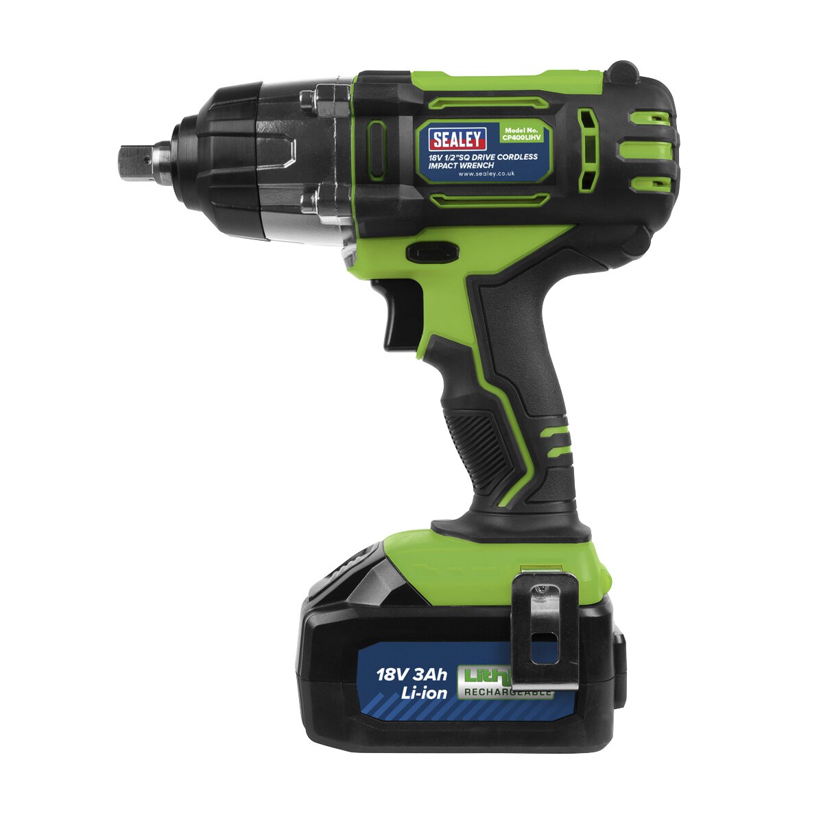 Cordless Impact Wrench 18V 3Ah Li-ion 1/2"Sq Drive Hi-Vis
