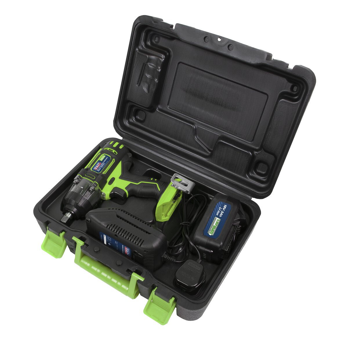 Cordless Impact Wrench 18V 3Ah Li-ion 1/2"Sq Drive Hi-Vis
