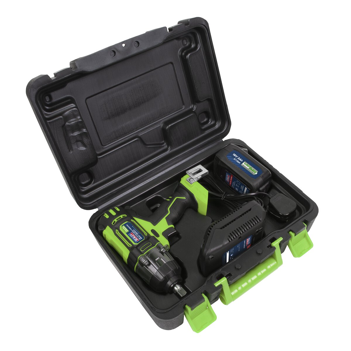 Cordless Impact Wrench 18V 3Ah Li-ion 1/2"Sq Drive Hi-Vis