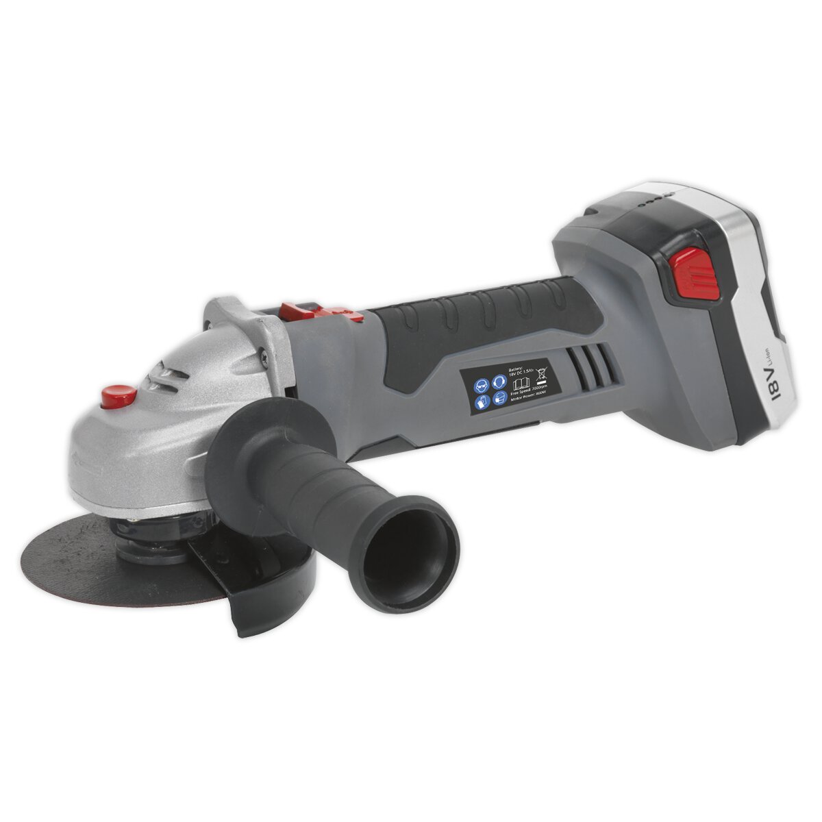 Cordless Angle Grinder Ø115mm 18V Lithium-ion 1hr Charge - 2 Batteries