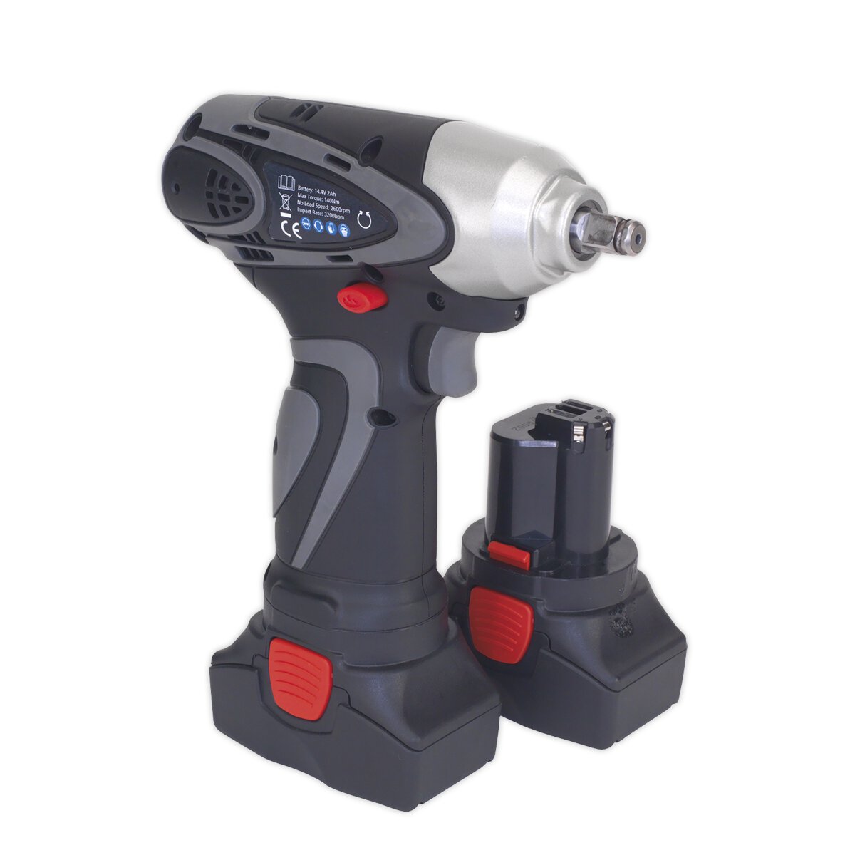 Cordless Impact Wrench 3/8"Sq Drive 140Nm 14.4V 2Ah Lithium-ion - 2 Batteries 40min Charger