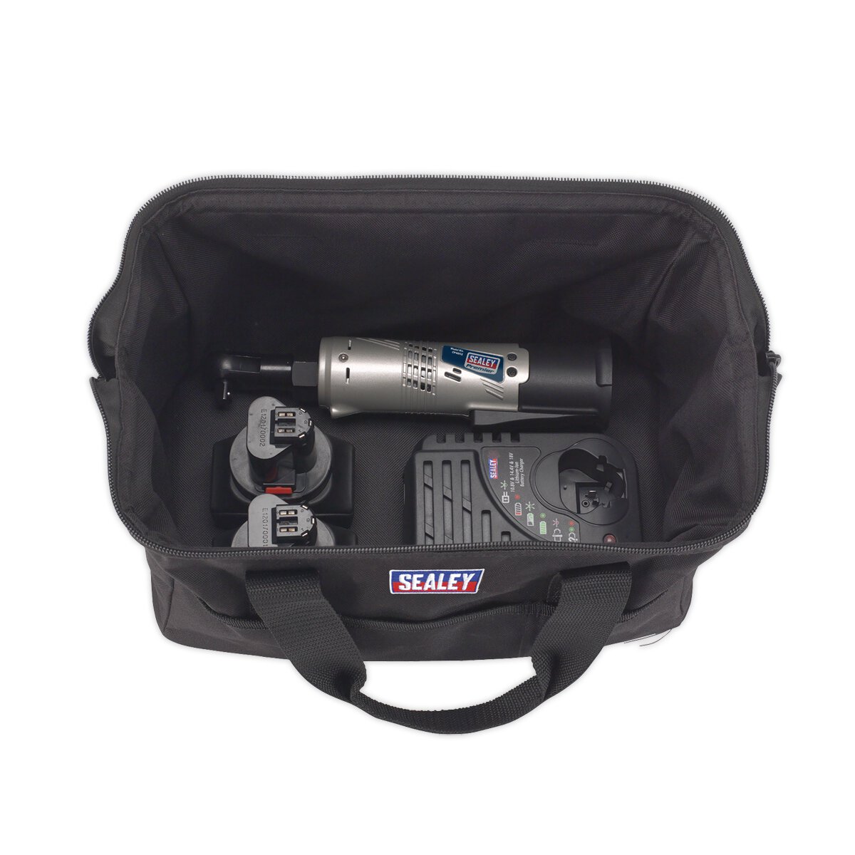 Cordless Ratchet Wrench 3/8"Sq Drive 68Nm 14.4V 2Ah Lithium-ion 2 Batteries 40min Charger
