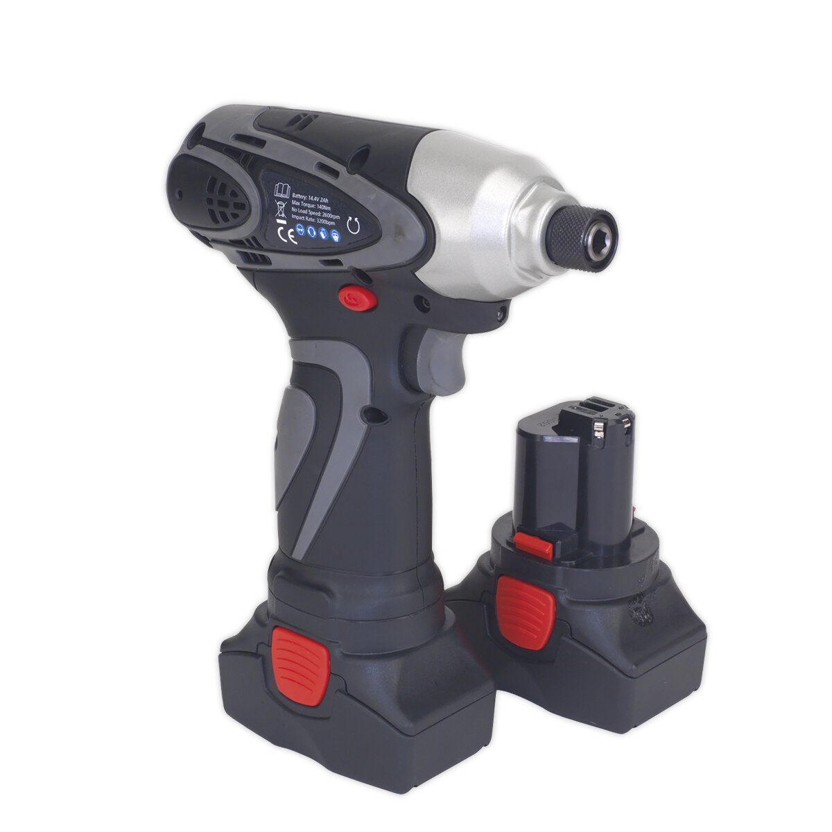 Cordless Impact Driver 1/4" Hex Drive 117Nm 14.4V 2Ah Lithium-ion - 2 Batteries 40min Charger