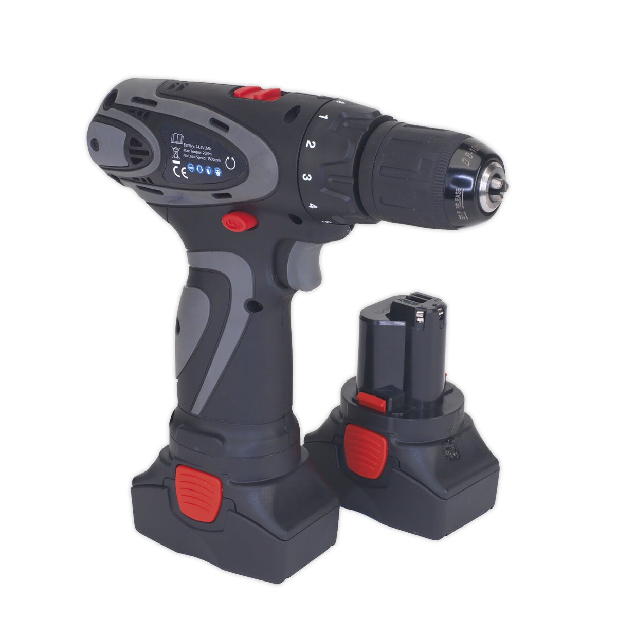 Cordless Drill/Driver Ø10mm 14.4V 2Ah Lithium-ion 10mm 2-Speed Motor - 2 Batteries 40min Charger