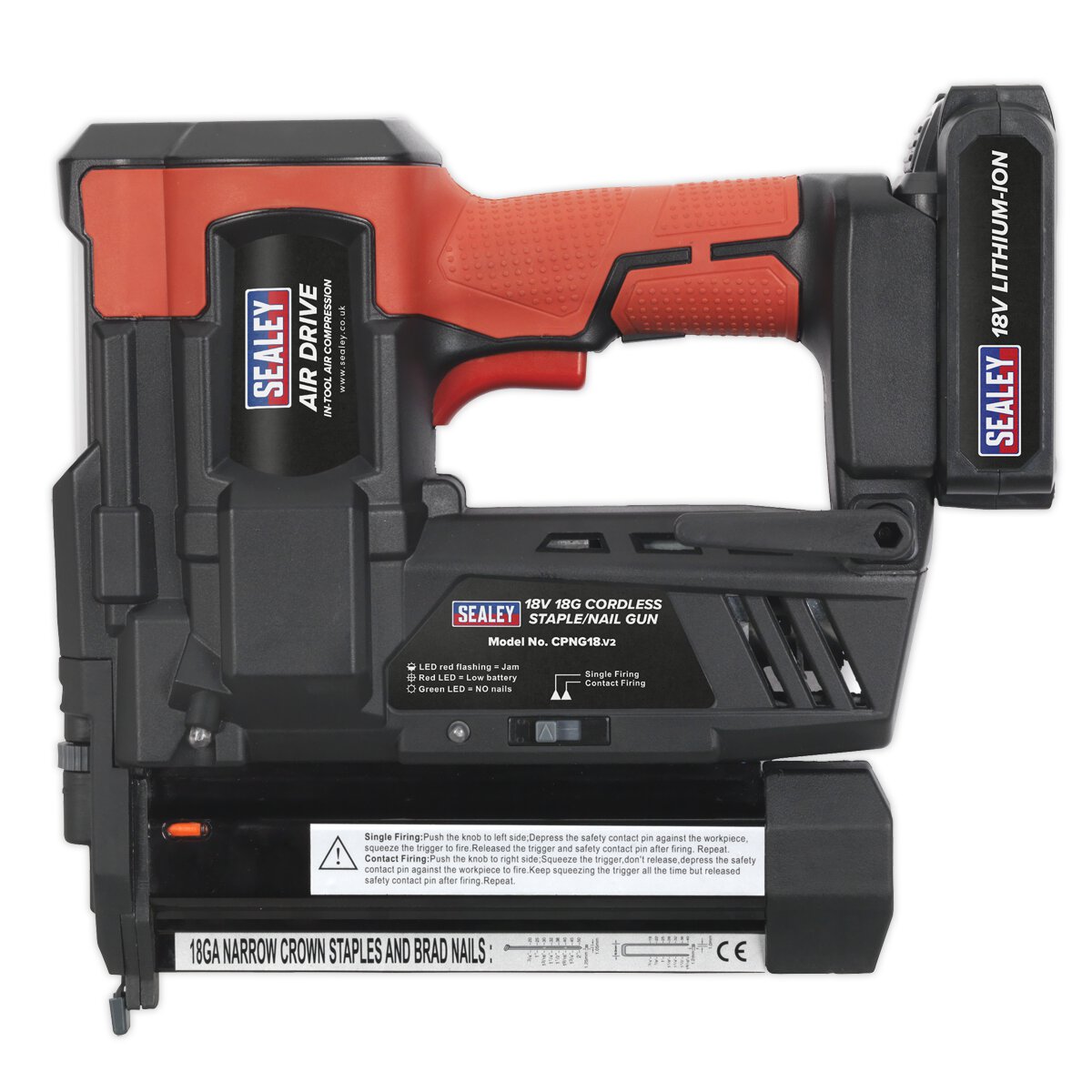 Cordless Nail/Staple Gun 18G 18V Lithium-ion