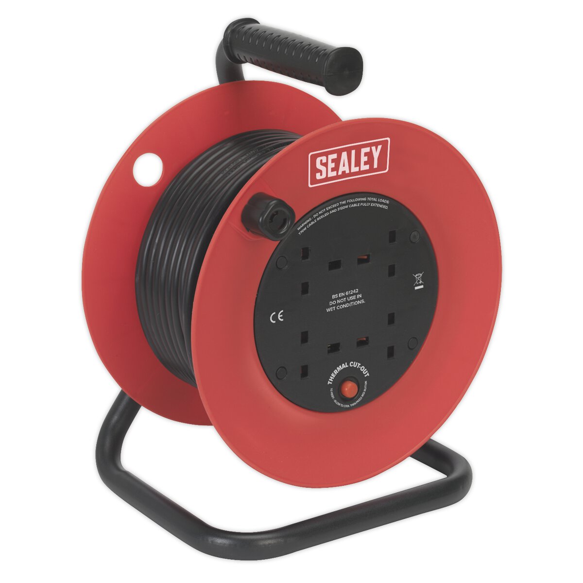Cable Reel 25m 4 x 230V 1.5mm² Heavy-Duty Thermal Trip