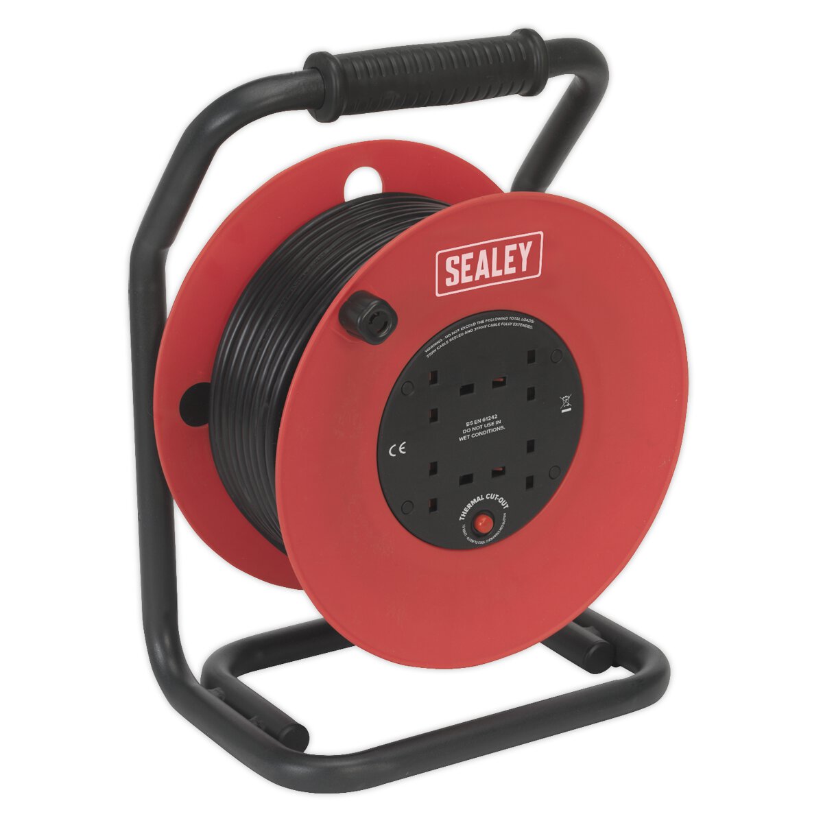 Cable Reel 50m 4 x 230V 1.5mm² Heavy-Duty Thermal Trip