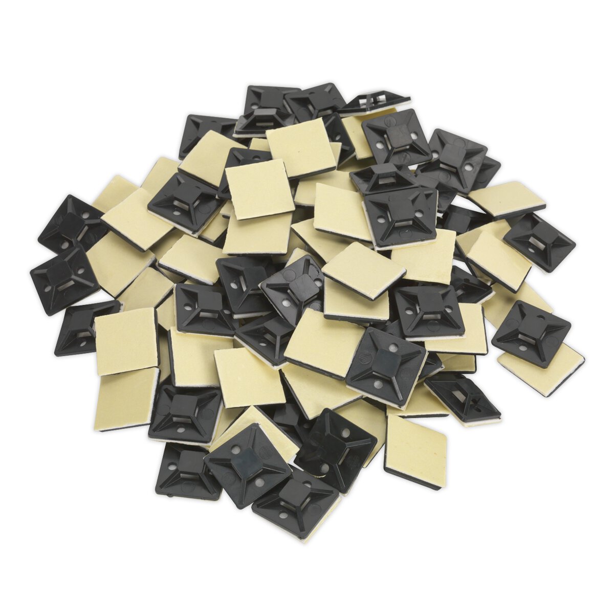 Self-Adhesive Cable Tie Mount 25 x 25mm Black Pack of 100