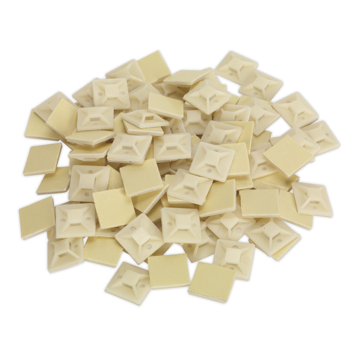 Self-Adhesive Cable Tie Mount 25 x 25mm White Pack of 100