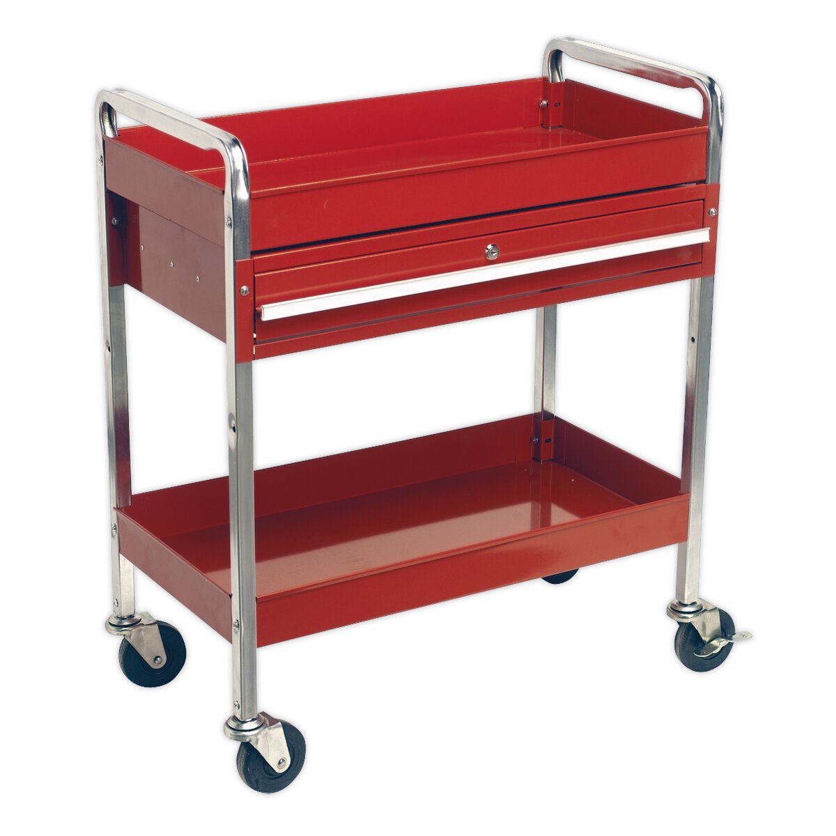 Trolley 2-Level Heavy-Duty with Lockable Drawer