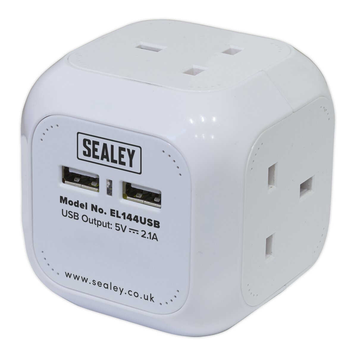 Extension Cable Cube 1.4m 4 x 230V + 2 x USB Sockets - White