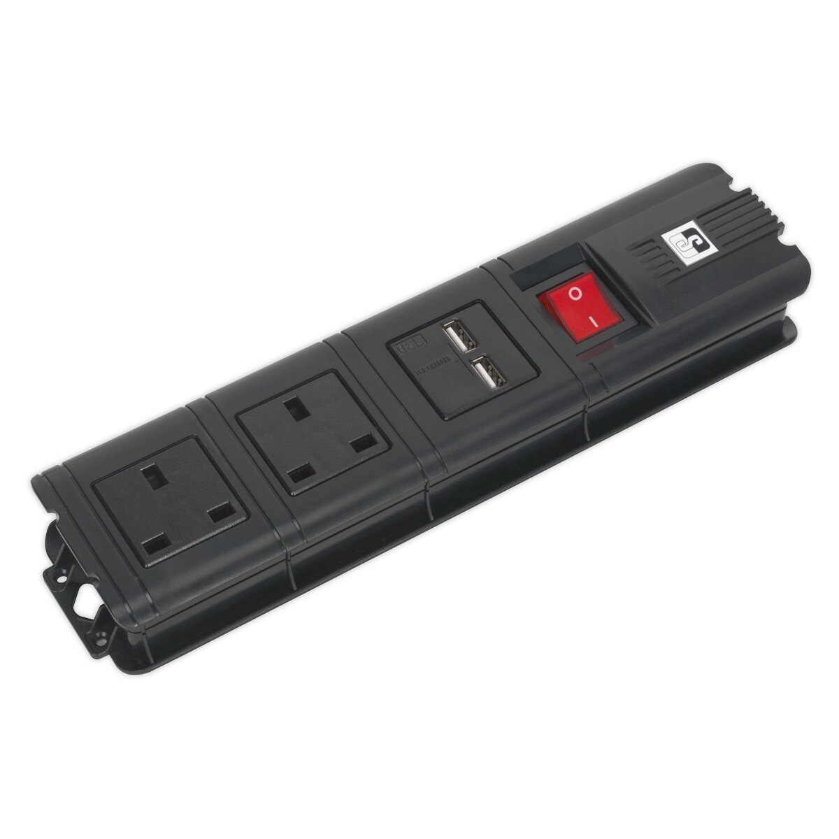 Extension Cable 3m 2 x 230V + 2 x USB Sockets - Black