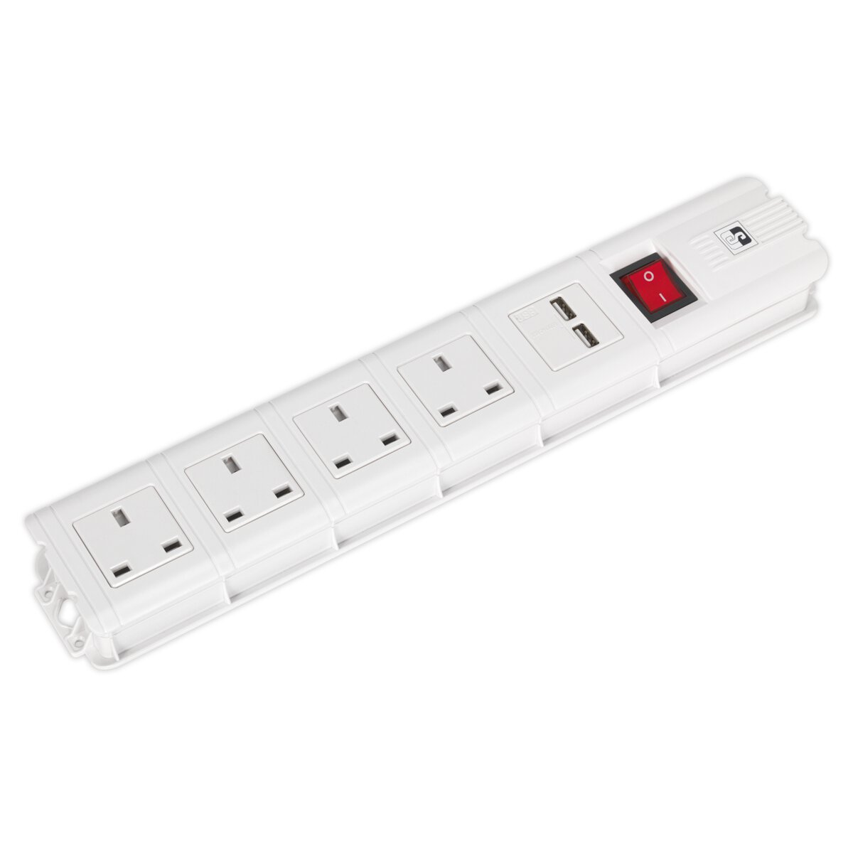 Extension Cable 3m 4 x 230V + 2 x USB Sockets - White
