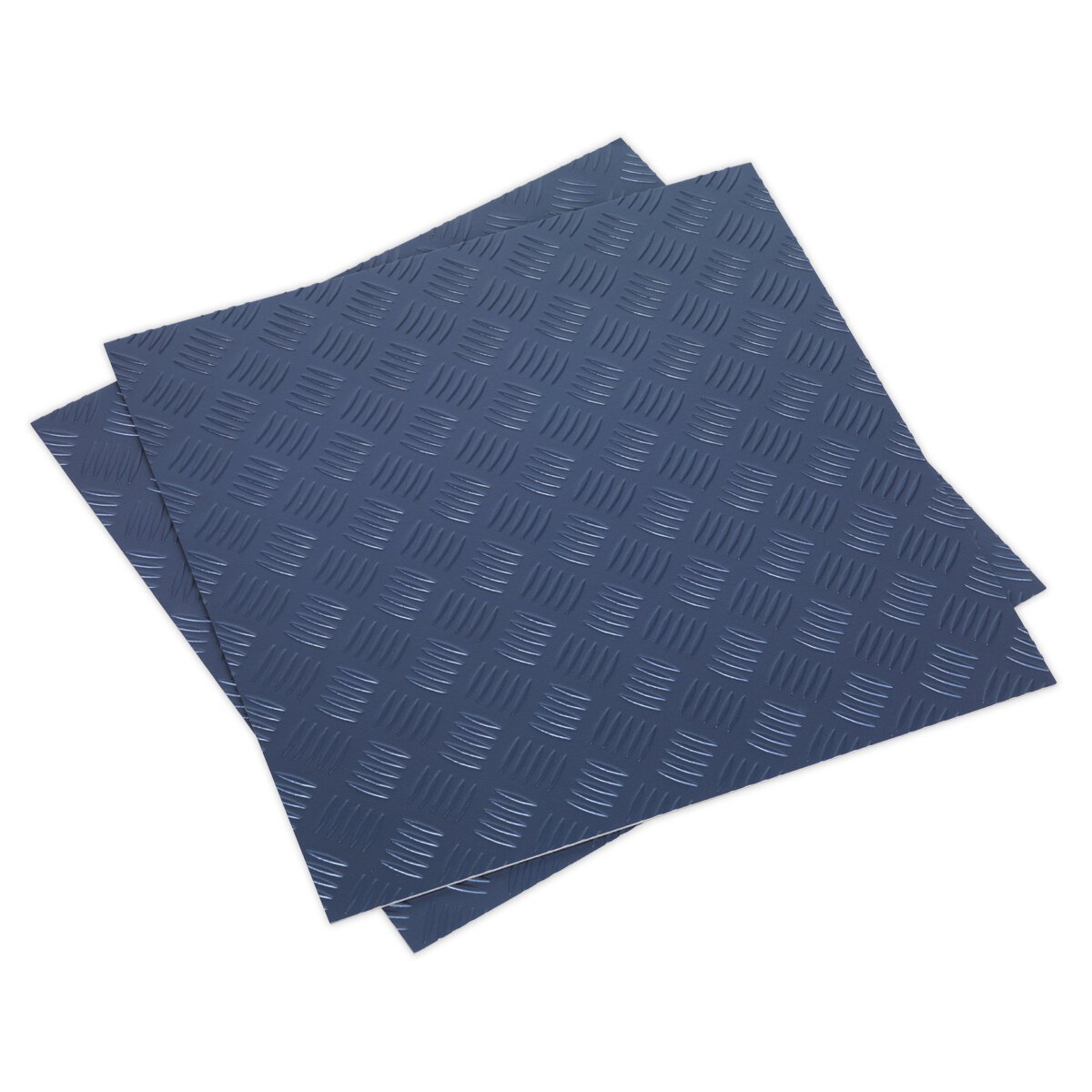 Vinyl Floor Tile with Peel & Stick Backing - Blue Treadplate Pack of 16