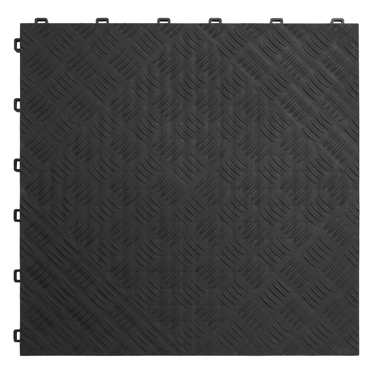 Polypropylene Floor Tile 400 x 400mm - Black Treadplate - Pack of 9