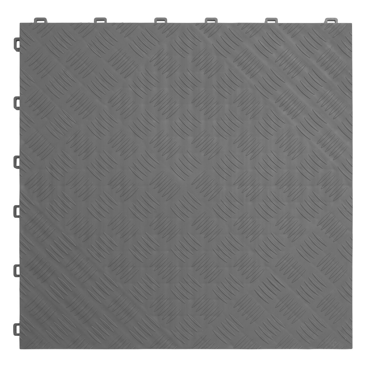 Polypropylene Floor Tile 400 x 400mm - Grey Treadplate - Pack of 9