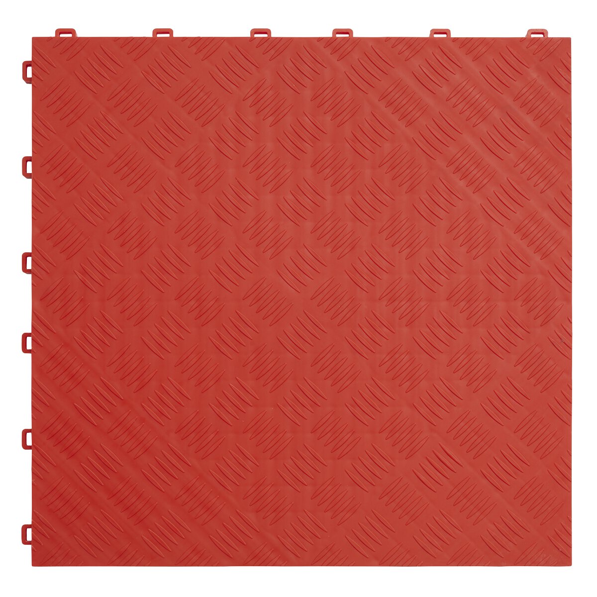 Polypropylene Floor Tile 400 x 400mm - Red Treadplate - Pack of 9