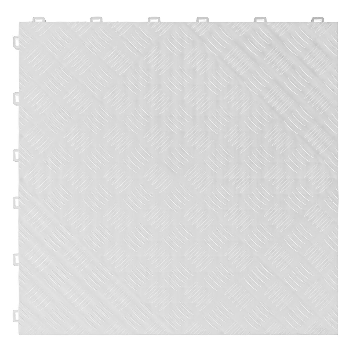 Polypropylene Floor Tile 400 x 400mm - White Treadplate - Pack of 9