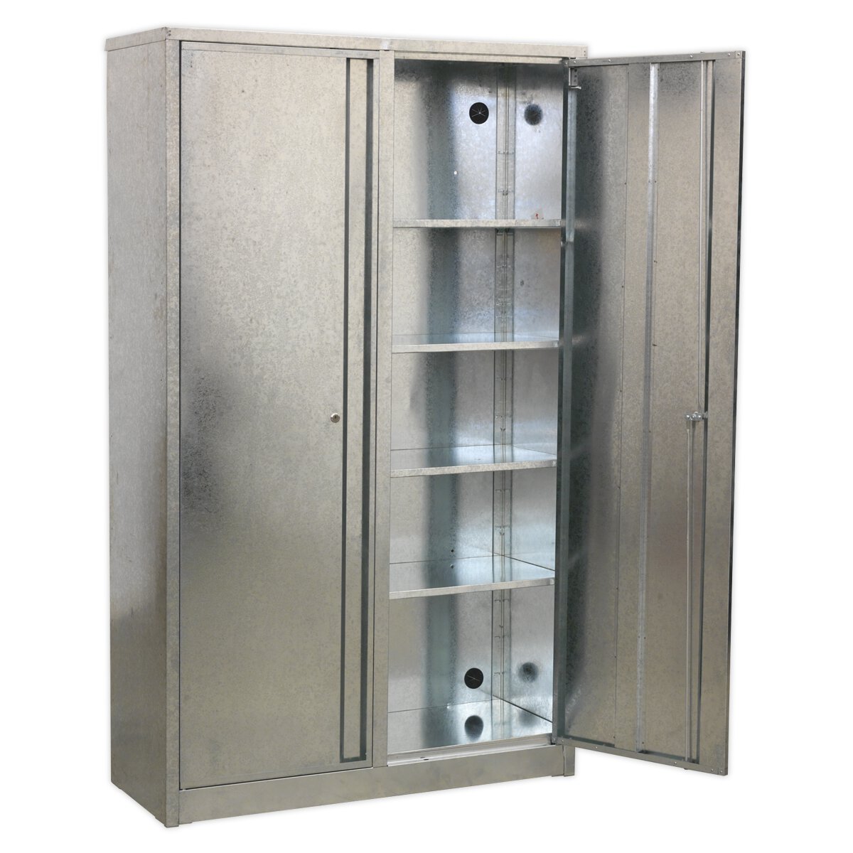 Galvanized Steel Floor Cabinet 4 Shelf Extra Wide