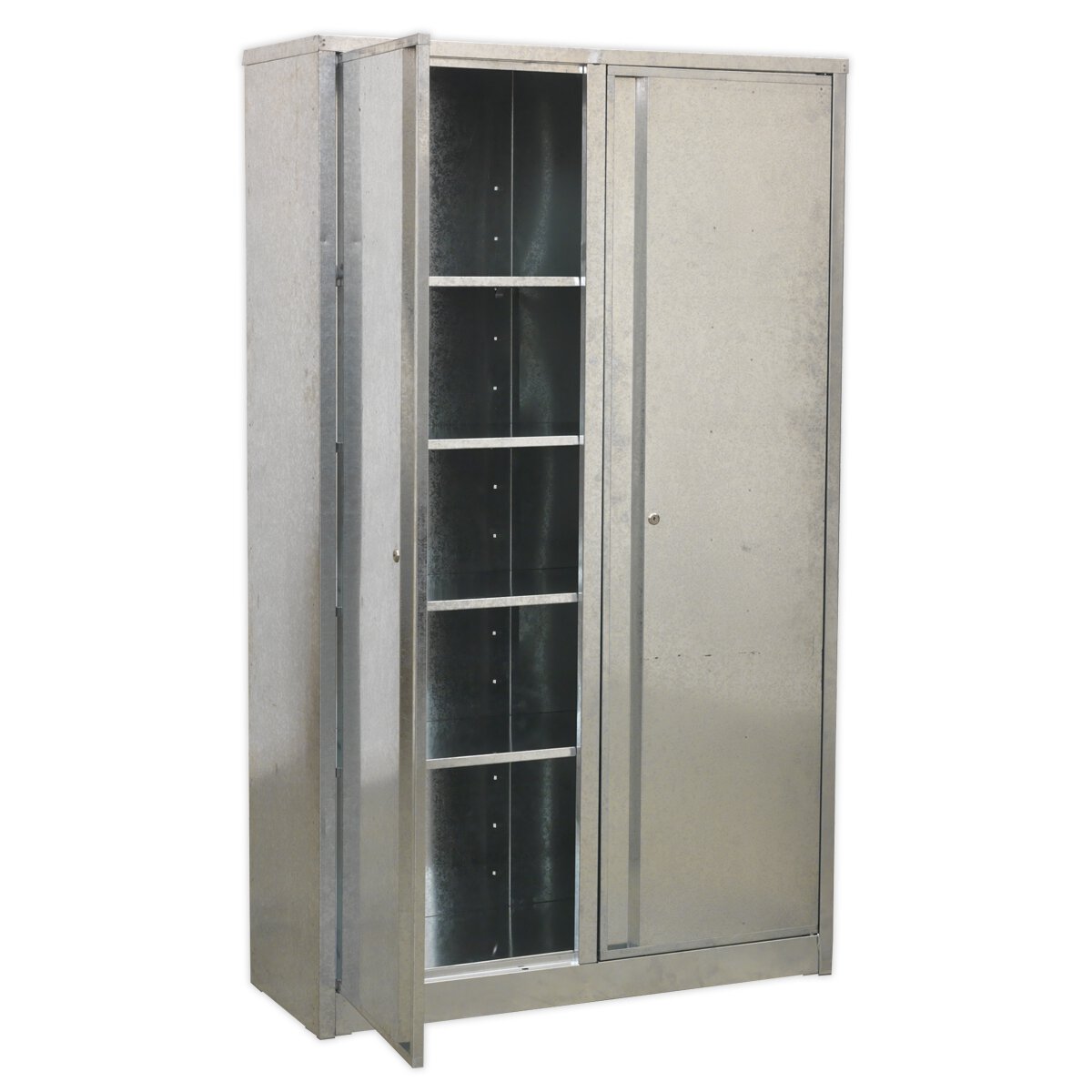 Galvanized Steel Floor Cabinet 4 Shelf Extra Wide