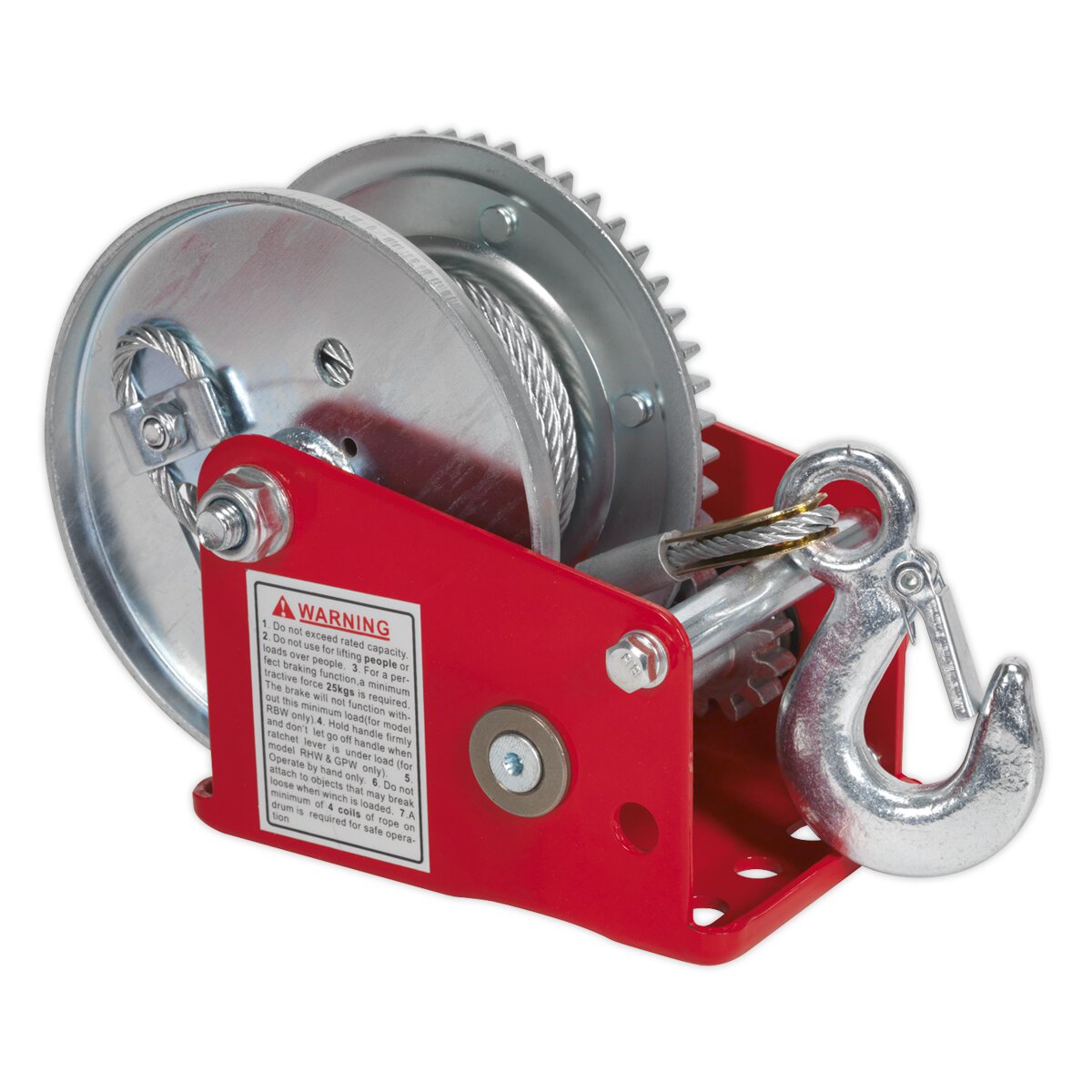 Geared Hand Winch with Brake & Cable 540kg Capacity