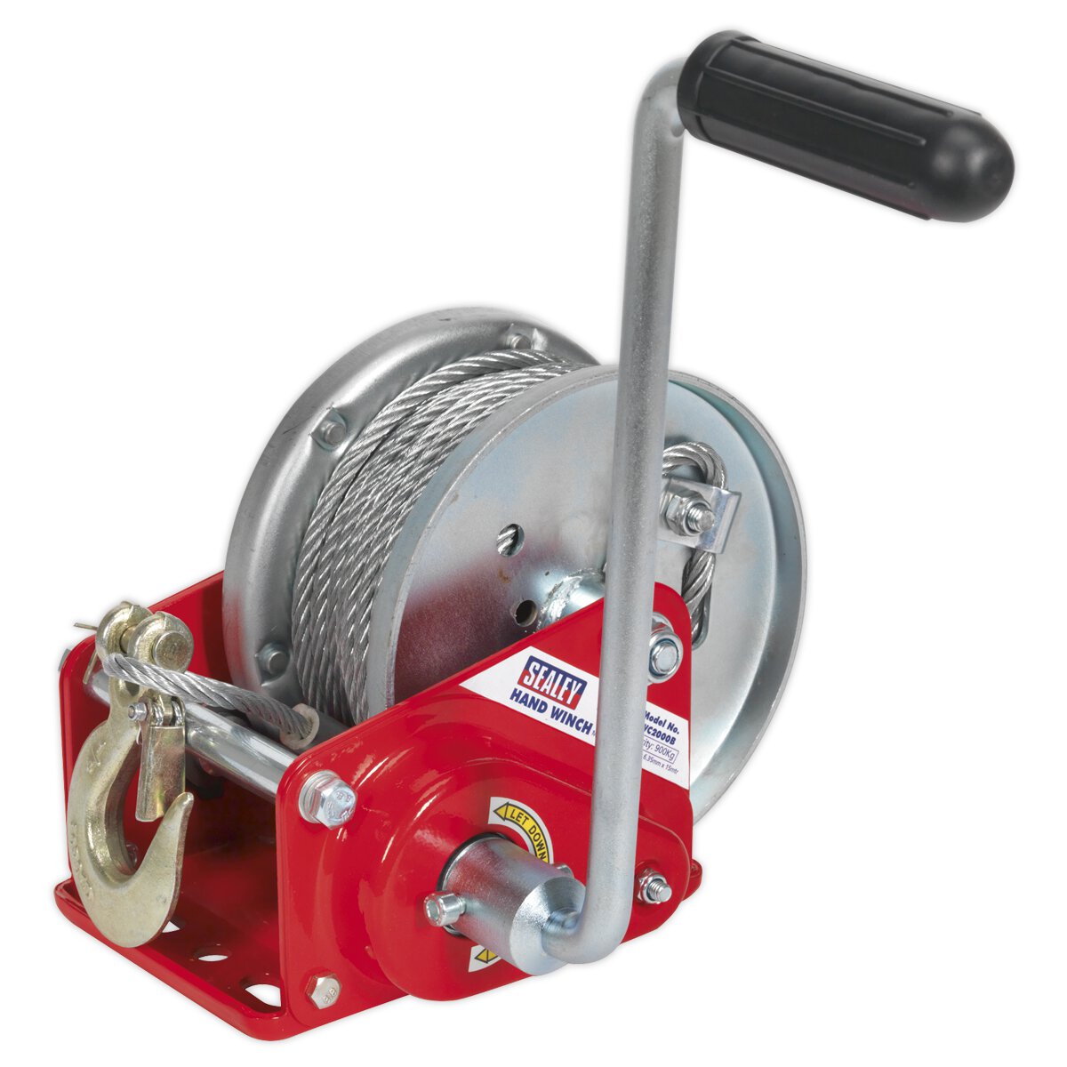 Geared Hand Winch with Brake & Cable 900kg Capacity