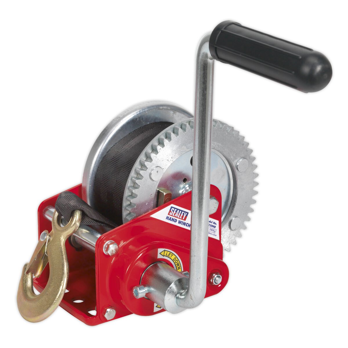 Geared Hand Winch with Brake & Webbing 540kg Capacity