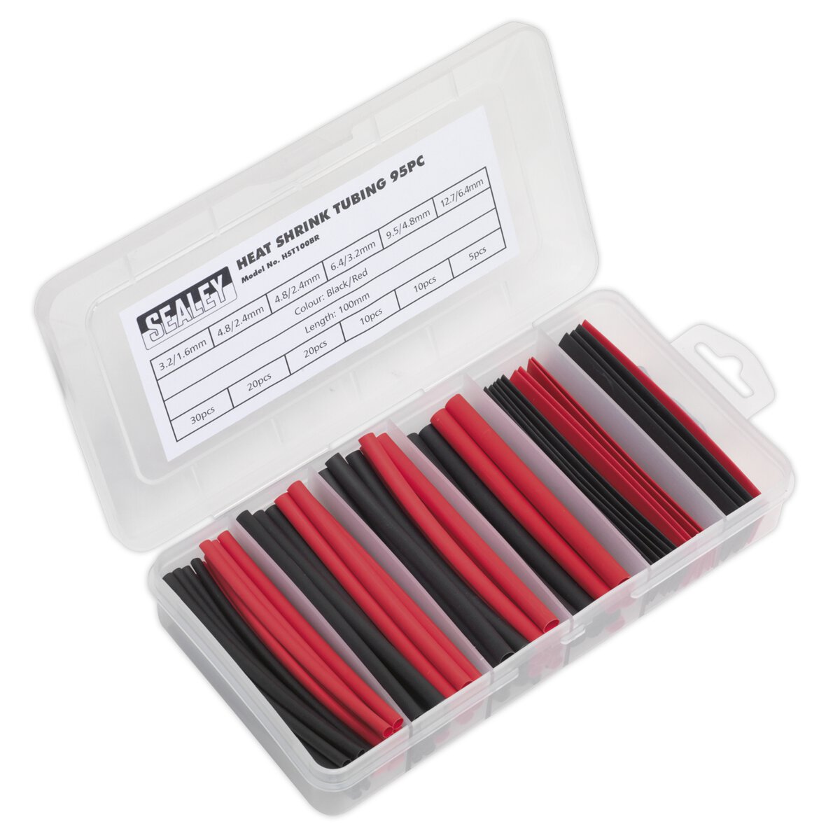 Heat Shrink Tubing Assortment 95pc 100mm Black & Red