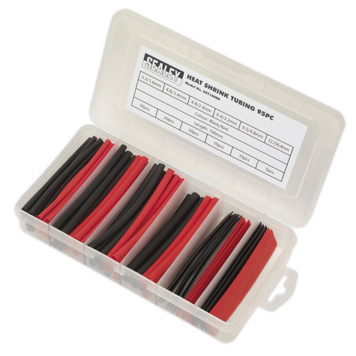Heat Shrink Tubing Assortment 95pc 100mm Black & Red