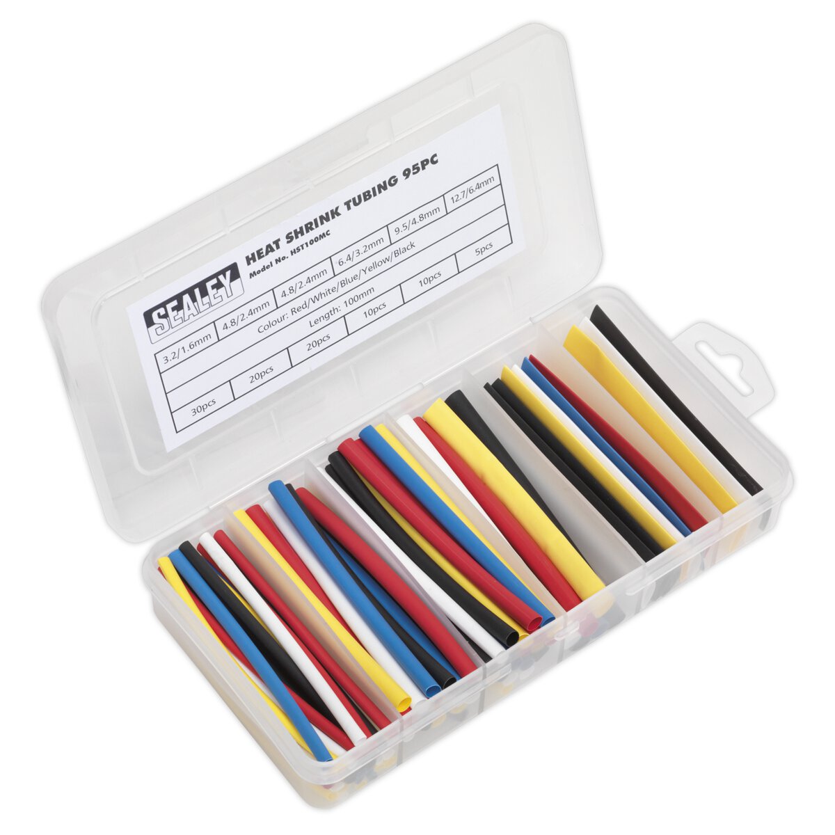 Heat Shrink Tubing Assortment 95pc 100mm Mixed Colours