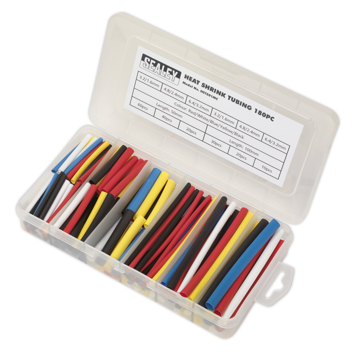 Heat Shrink Tubing Assortment 180pc 50 & 100mm Mixed Colours