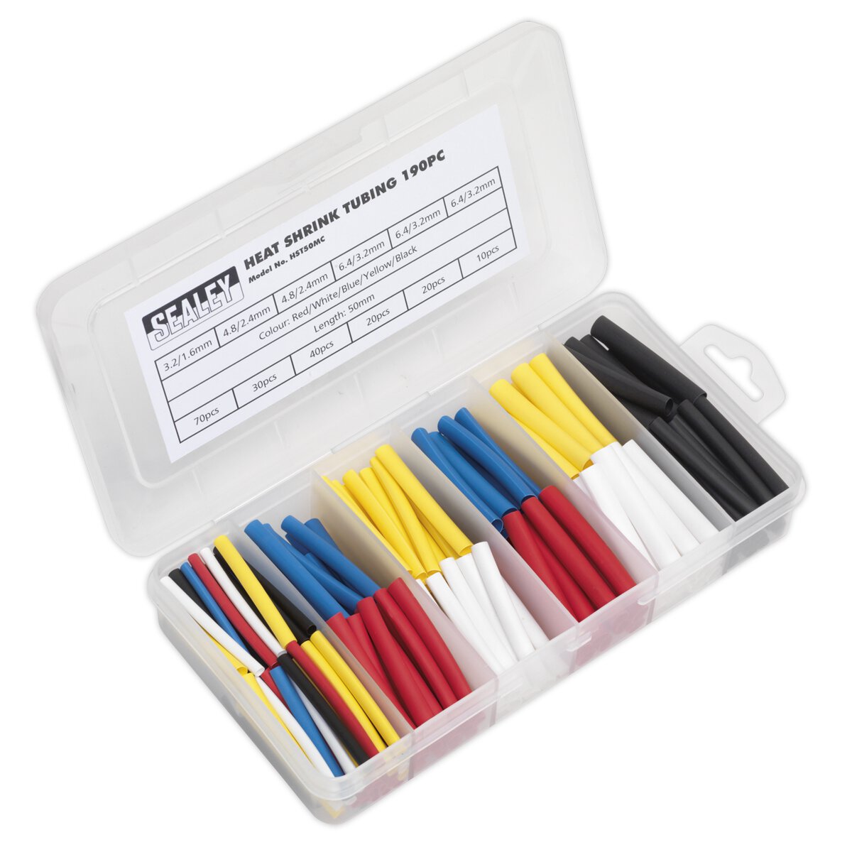 Heat Shrink Tubing Assortment 190pc 50mm Mixed Colours