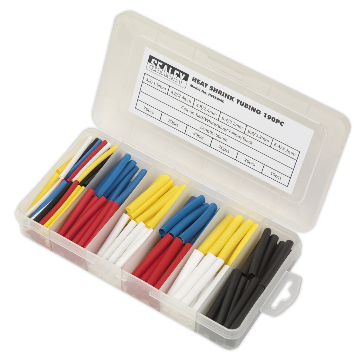 Heat Shrink Tubing Assortment 190pc 50mm Mixed Colours