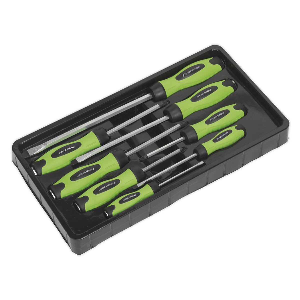 Screwdriver Set 8pc Hammer-Thru Hi-Vis Green
