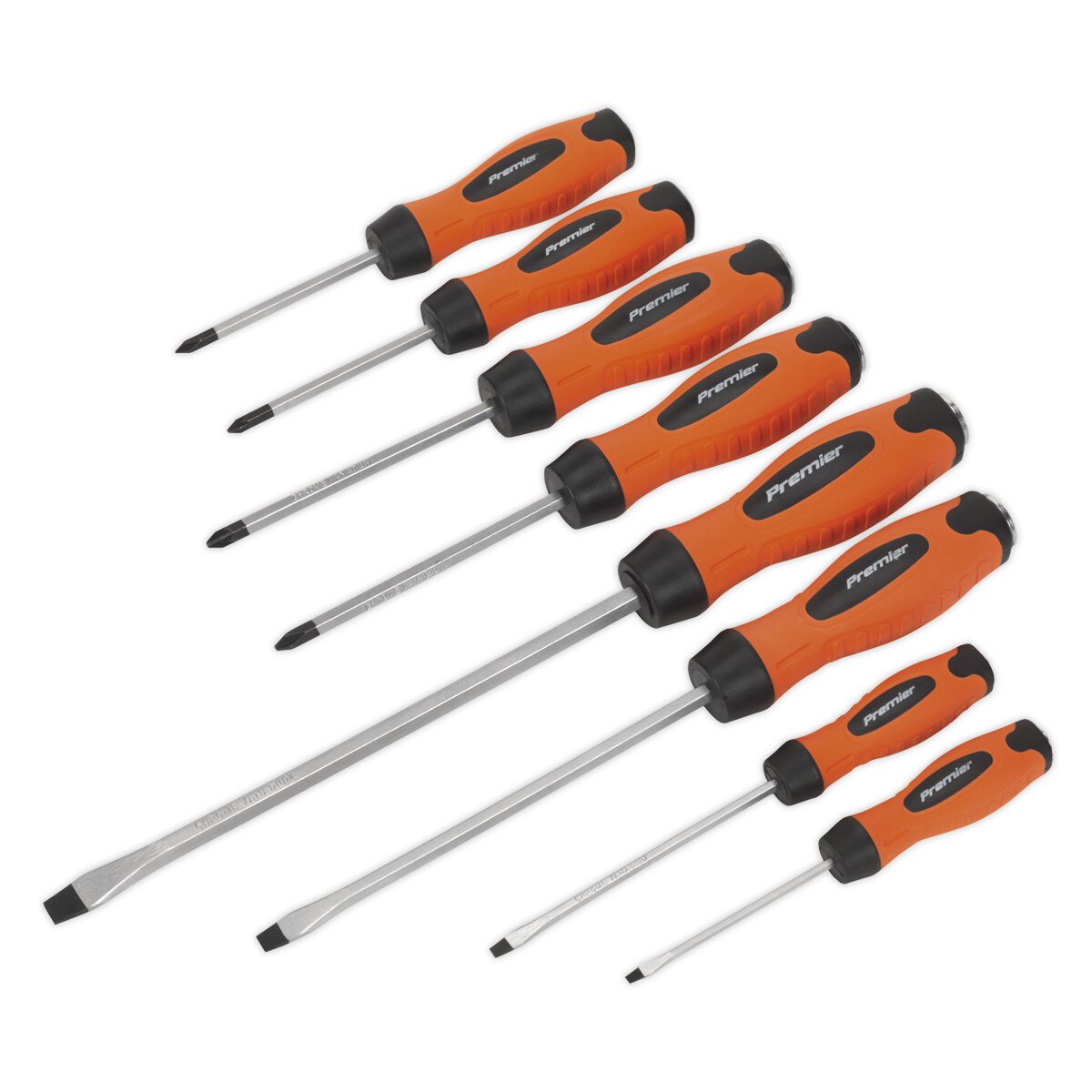 Screwdriver Set 8pc Hammer-Thru Hi-Vis Orange