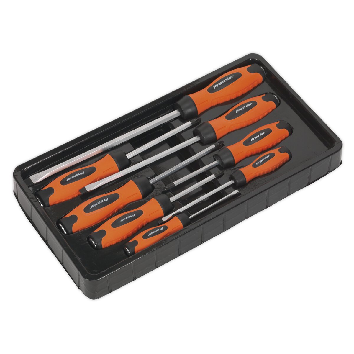 Screwdriver Set 8pc Hammer-Thru Hi-Vis Orange
