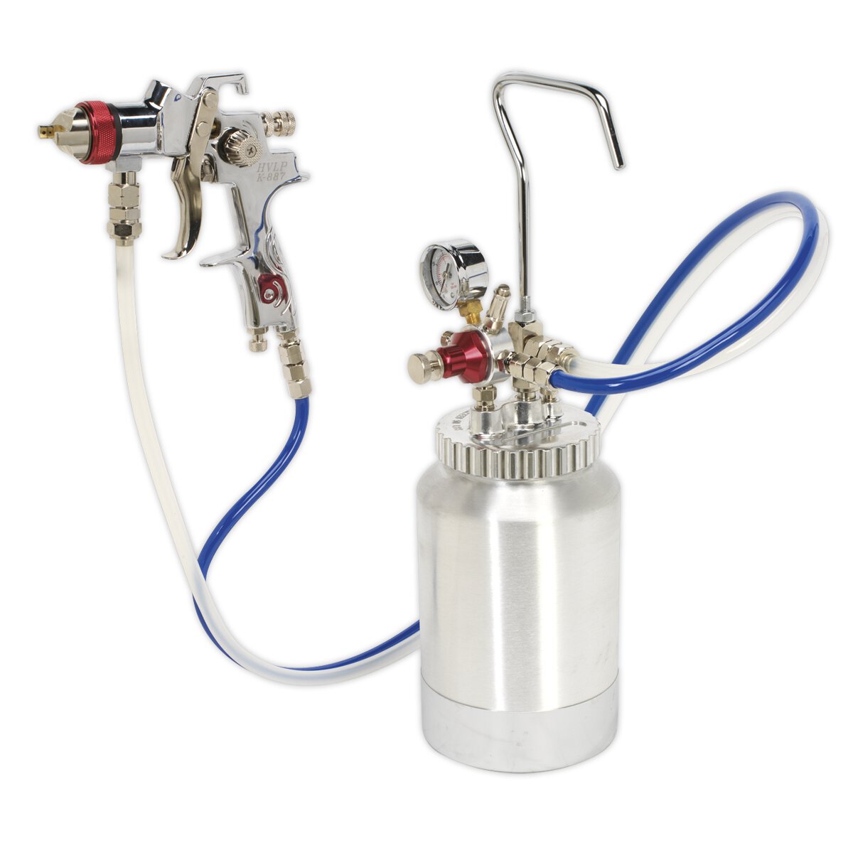 HVLP Pressure Pot System with Spray Gun & Hoses 1.7mm Set-Up